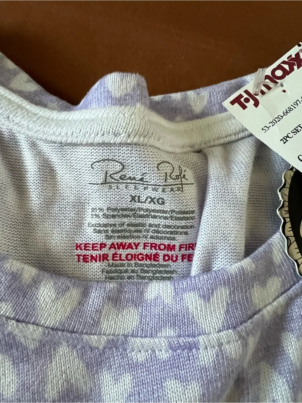 Rene Rofe Lavender & White Heart-Print Short Pajama Set
